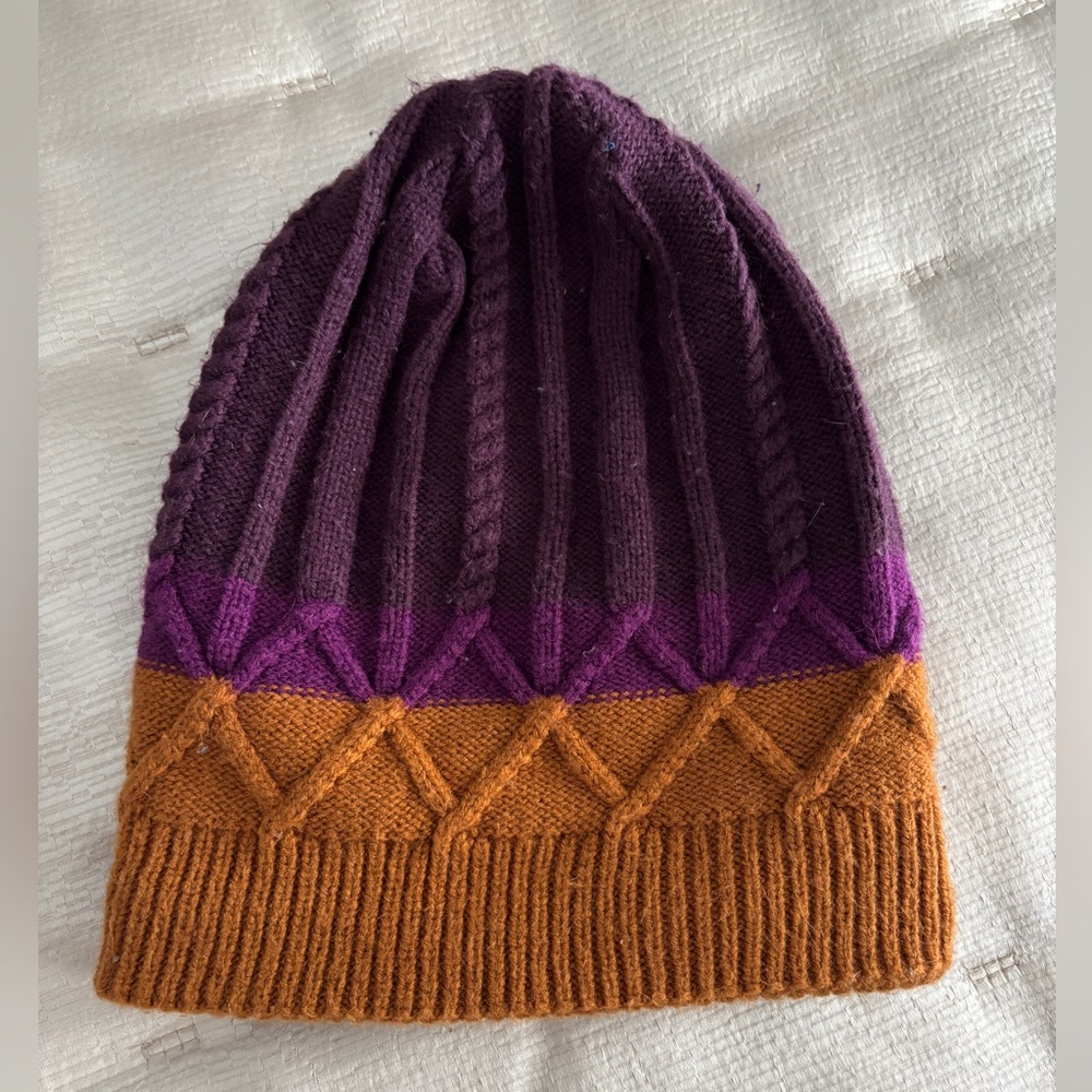 Columbia Carson Pass Beanie II Knit Fleece Lined Burgundy & Burnt Orange Unisex - Picture 6 of 6